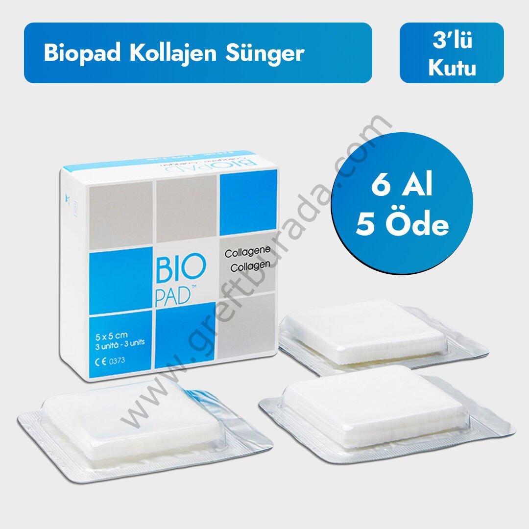 Biopad Kollajen Sünger - 5*5 cm - 3' lü Kutu - 6 Al 5 Öde