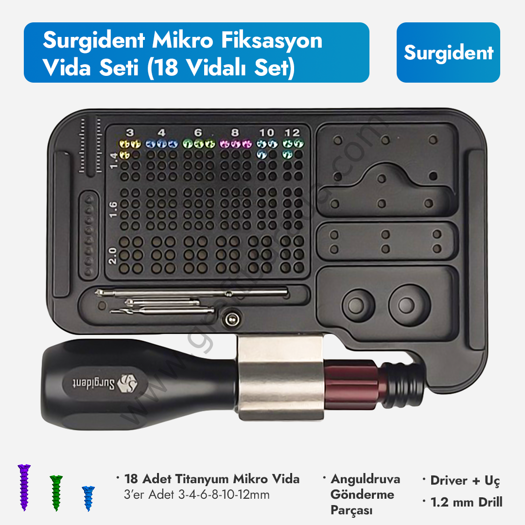 Surgident Mikro Fiksasyon Vida Seti (18 Vidalı Set)