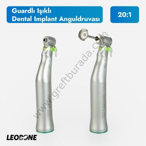 Cerrahi İmplant Anguldurvası 20:1 | Koruyucu Aparatlı | Kendinden Jeneratörlü Işıklı