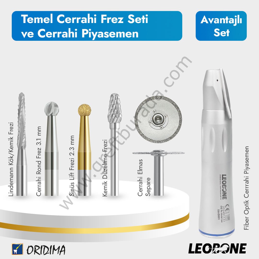 Temel Cerrahi Frez Seti + Cerrahi Piyasemen Fiberoptik Cerrahi Piyasemen