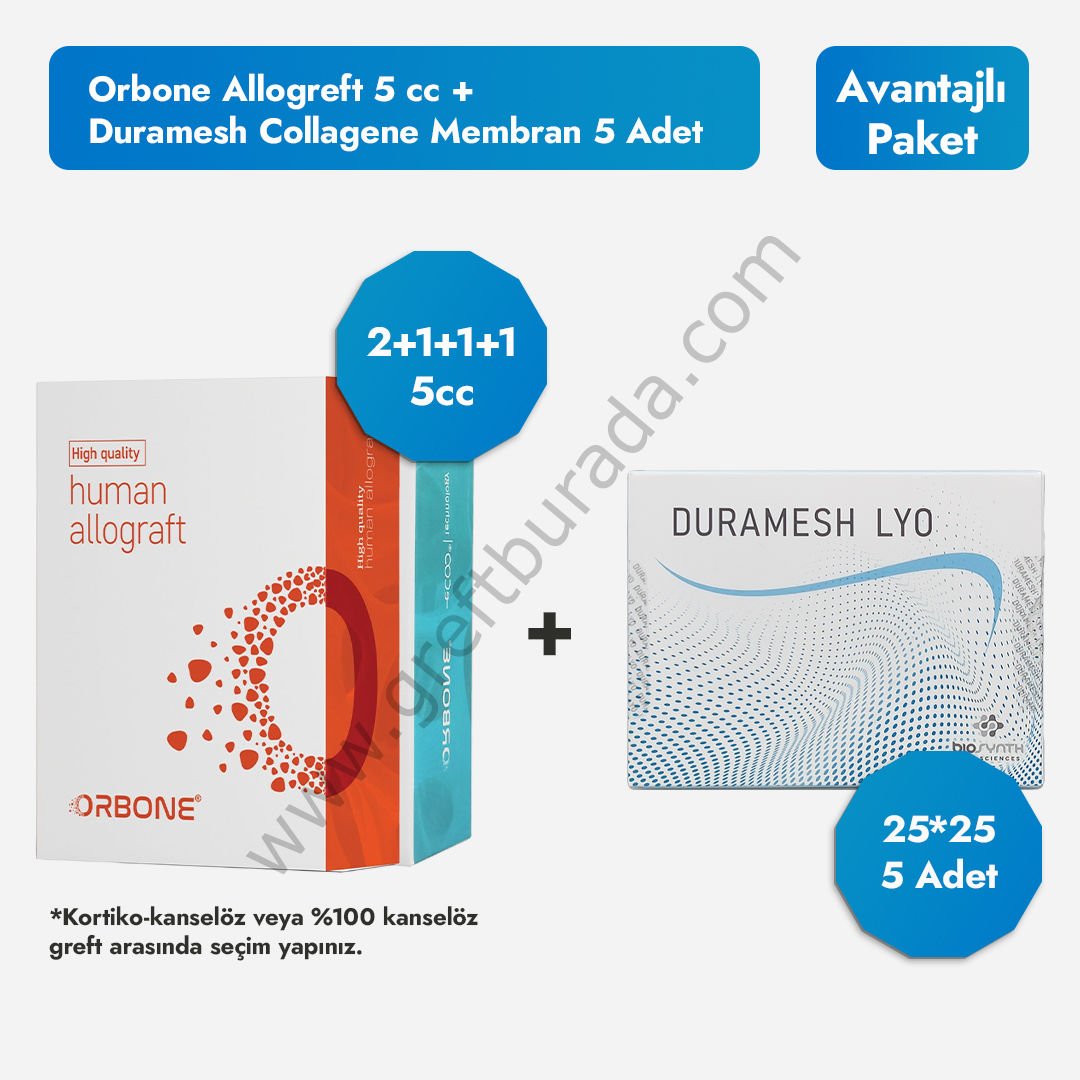 Orbone Allograft 5cc + Duramesh Collagene Membran 5 Adet (25*25)