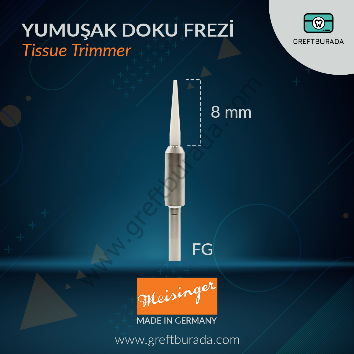 Meisinger Tissue Trimmer/Yumuşak Doku Frezi (Seramik Uç)