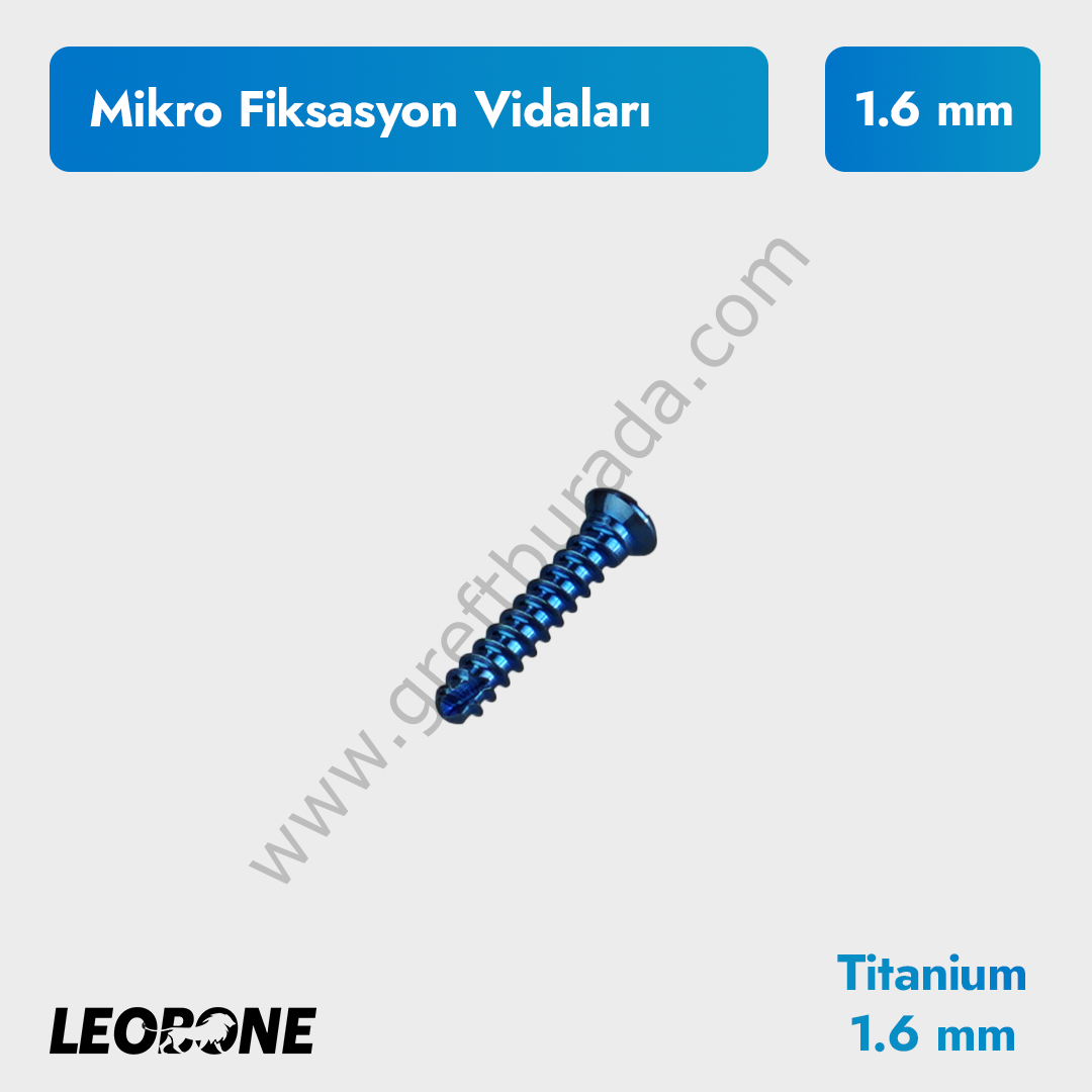 Refil Titanyum Mikro Fiksasyon Vidaları 1.6 mm