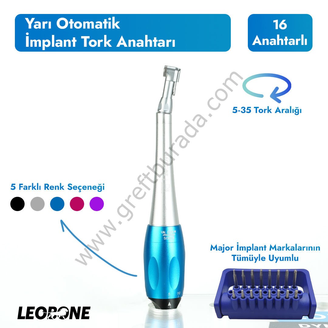 Yarı Otomatik Universal Dental İmplant Tork Anahtarı Seti Mavi