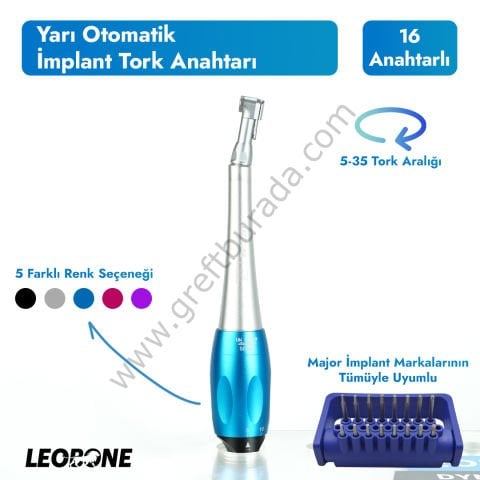Yarı Otomatik Universal Dental İmplant Tork Anahtarı Seti Mavi