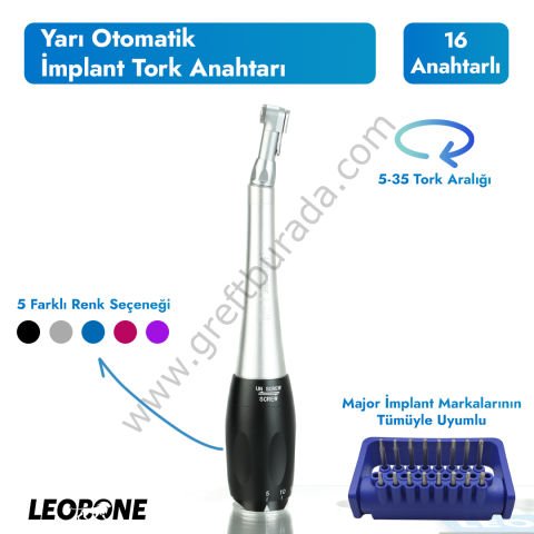 Yarı Otomatik Universal Dental İmplant Tork Anahtarı Seti Siyah
