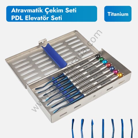 Leobone Titanyum Kaplamalı PDL Elevatör Kiti (Atravmatik Çekim Seti)