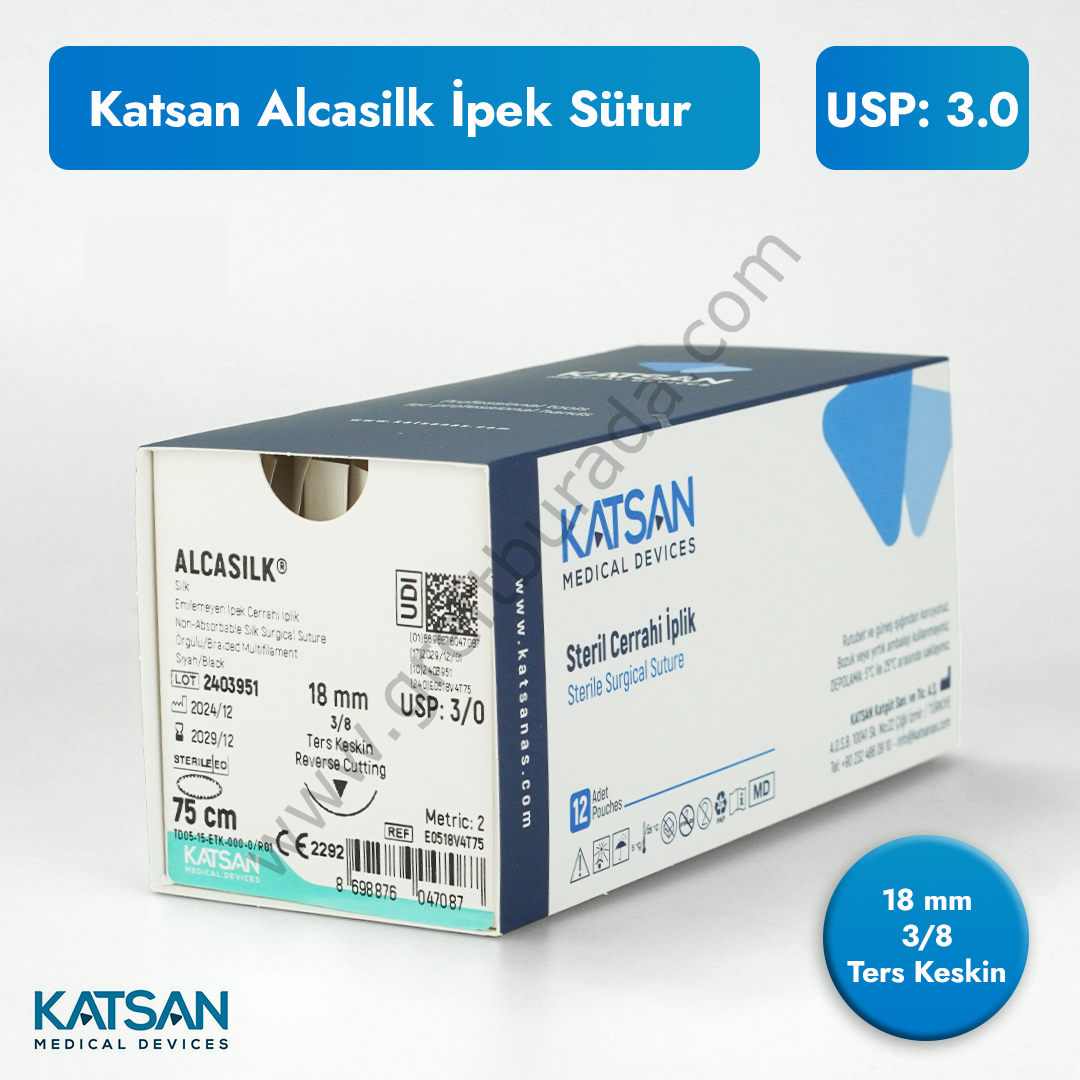 Katsan Alcasilk İpek Sütur 3/0