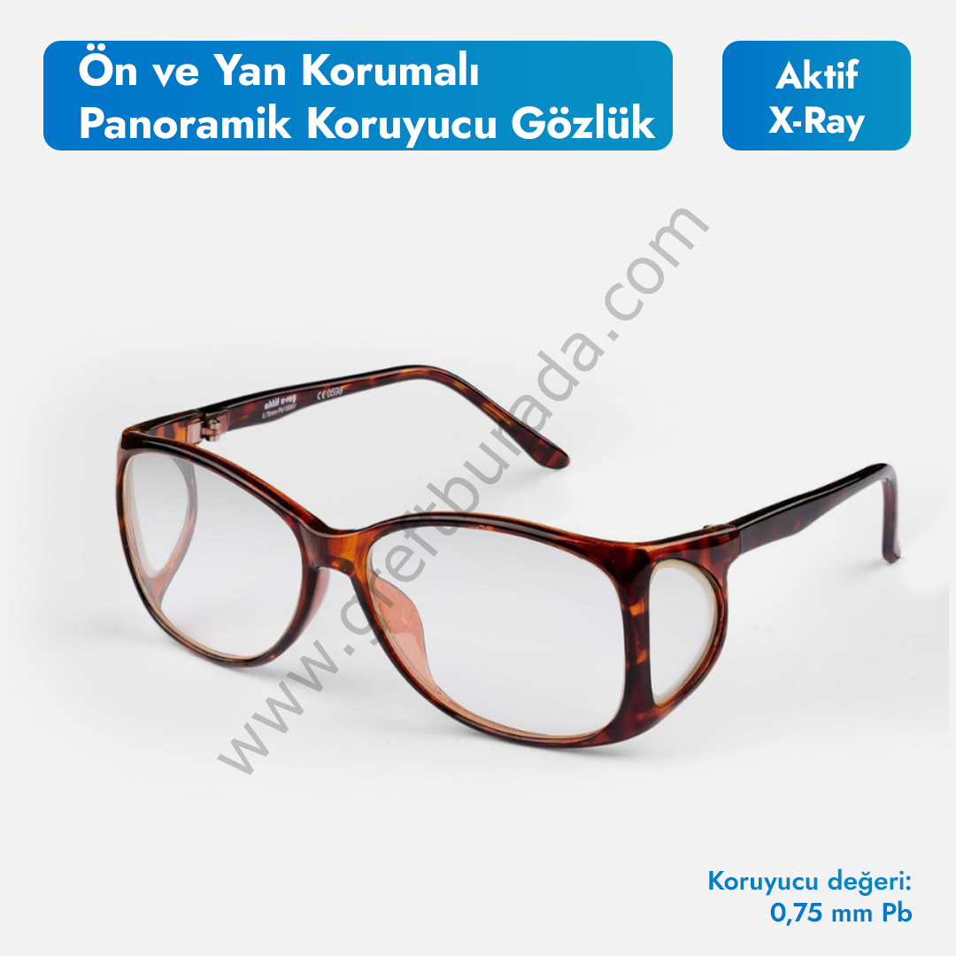 Ön ve Yan Korumalı  Panoramik Koruyucu Kurşun Gözlük