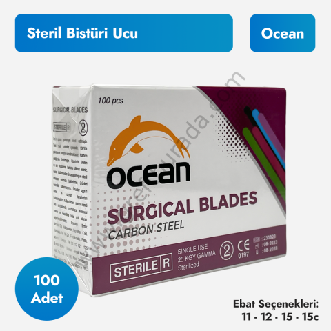 Ocean Steril Bistüri Ucu No 11, 12, 15, 15c (100'lü Kutu)