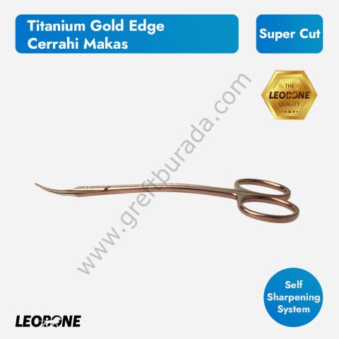 Gold Edge Titanium Cerrahi Makas Supercut - Gövdeden Eğimli