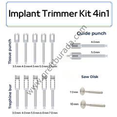 Leobone Implant Trimmer Kit (Çelik Kasetli Trepan, Saw, Punch Seti)