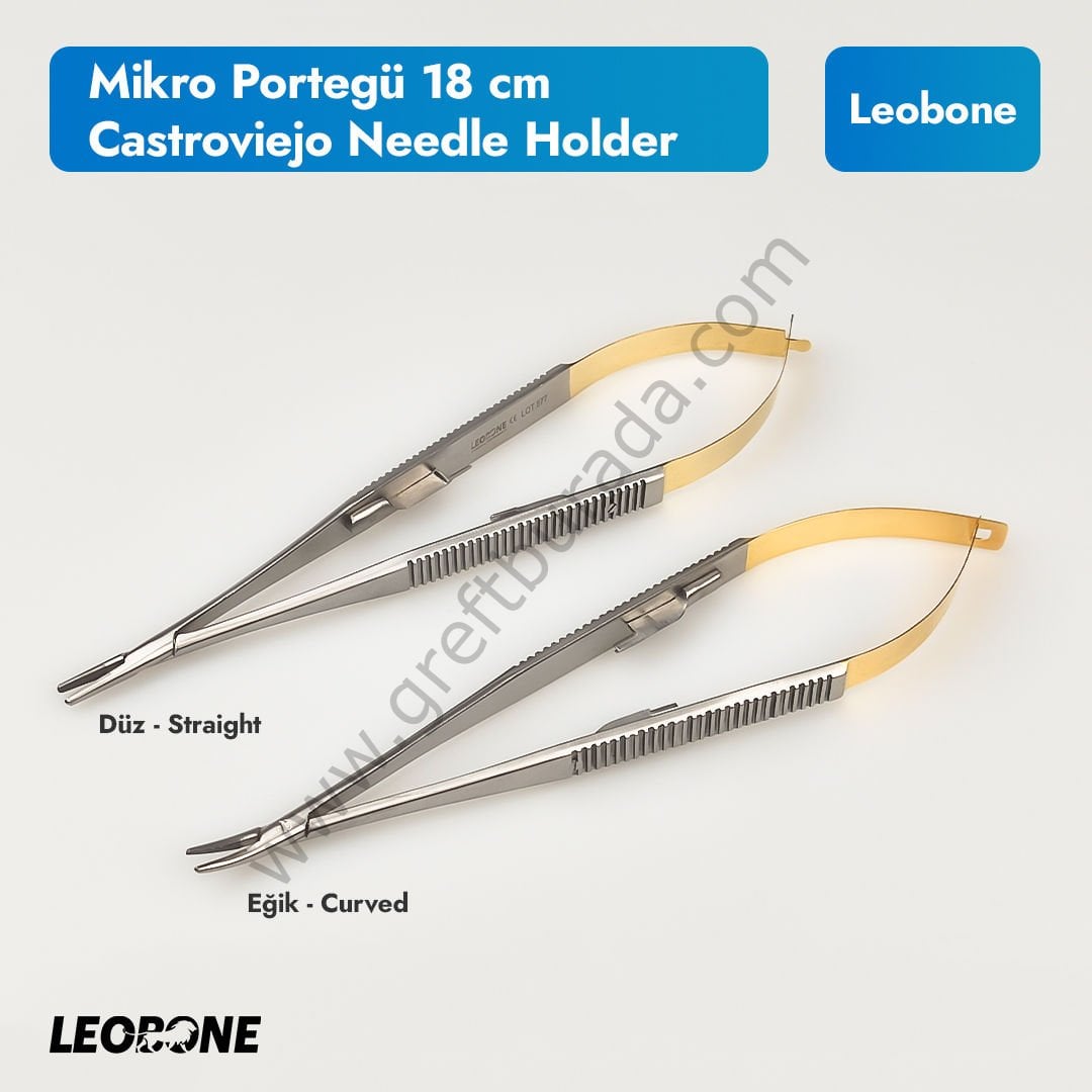 Leobone Mikro Portegü Castroviejo 18 cm (Micro Needle Holder)