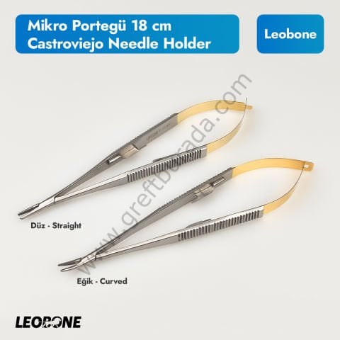 Leobone Mikro Portegü Castroviejo 18 cm (Micro Needle Holder)