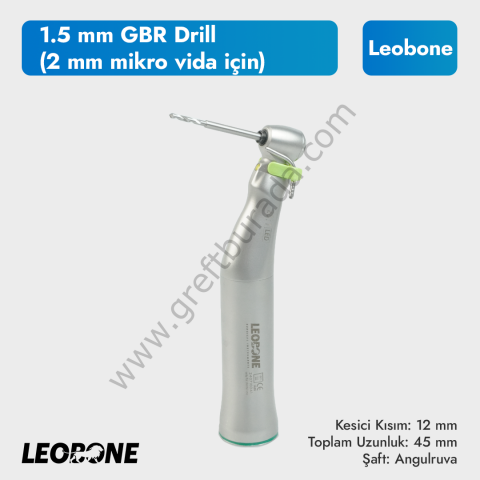 1.5 mm GBR Drill (2 mm mikro vida için) - Anguldruva Uyumlu