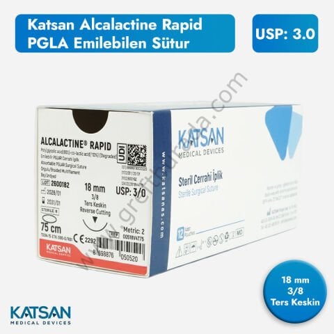 Katsan Alcalactine Rapid PGLA Emilebilen Sütur – USP 3.0