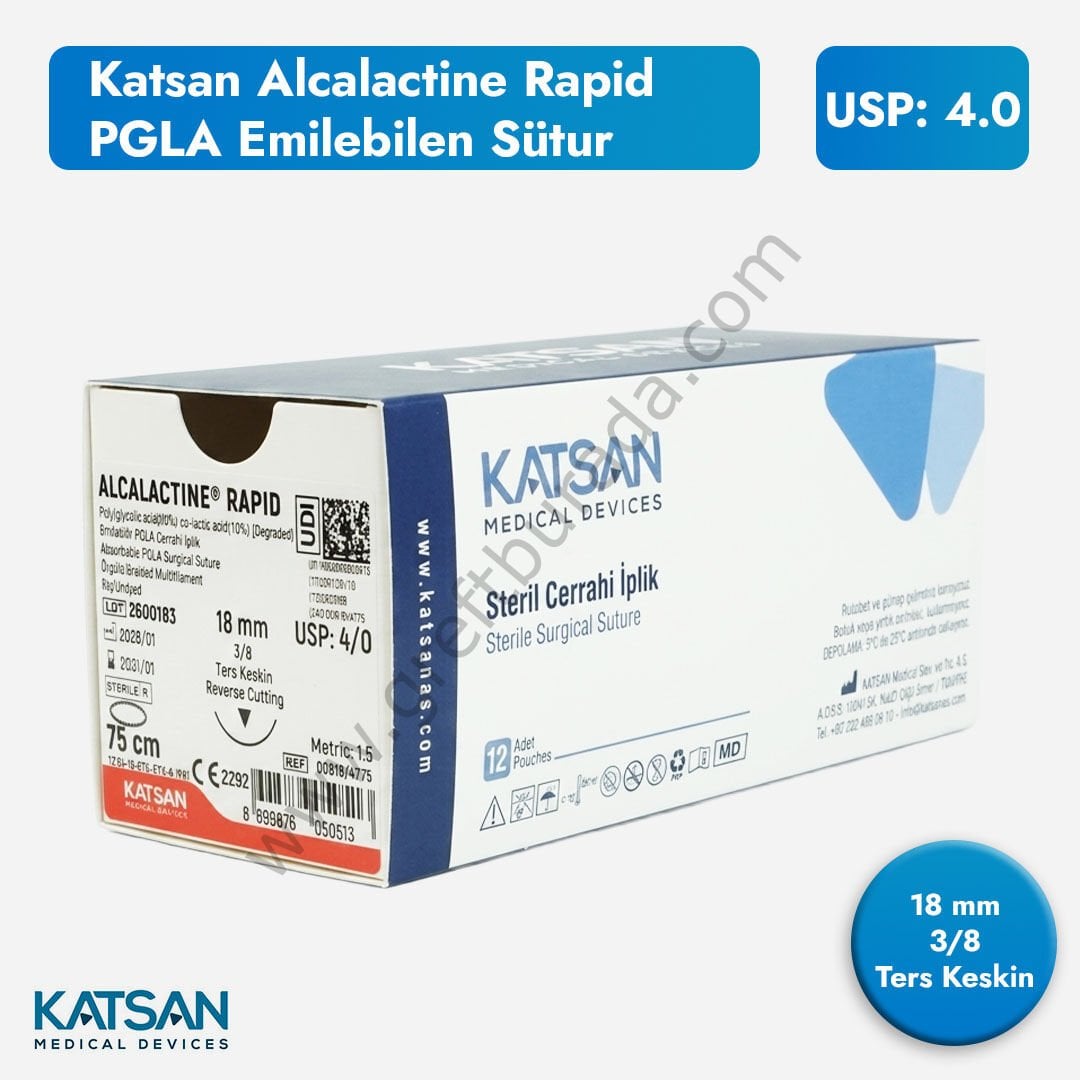 Katsan Alcalactine Rapid PGLA Emilebilen Sütur – USP 4.0