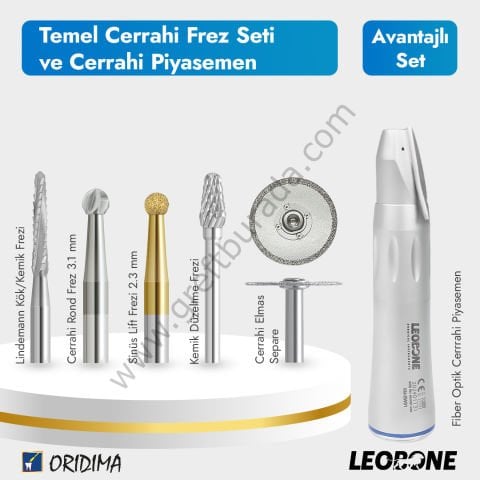 Temel Cerrahi Frez Seti + Cerrahi Piyasemen Açılı Cerrahi Piyasemen