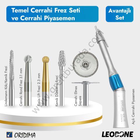 Temel Cerrahi Frez Seti + Cerrahi Piyasemen Fiberoptik Cerrahi Piyasemen
