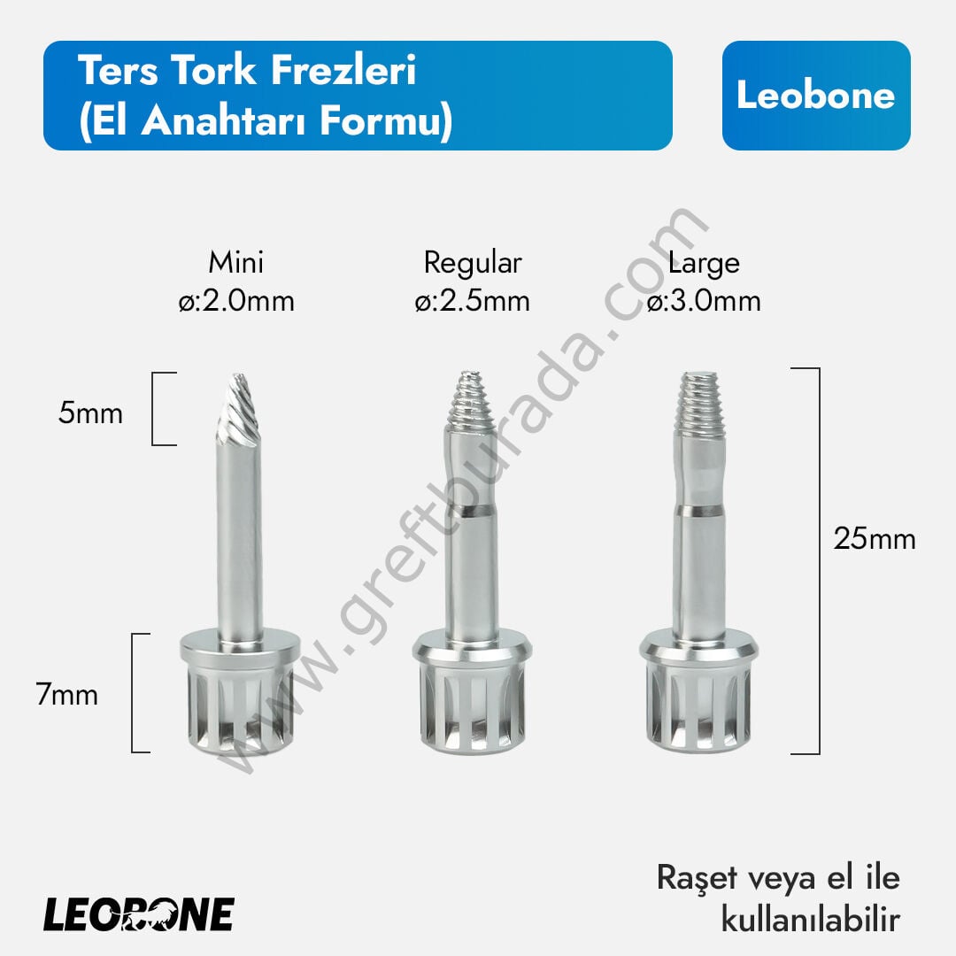 Ters Tork İmplant Çıkarma Frezi | El Adaptörü Form
