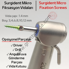 Surgident Mikro Fiksasyon Vidaları 1.4 mm Titanyum