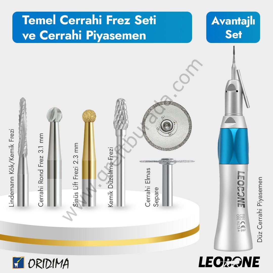 Temel Cerrahi Frez Seti + Cerrahi Piyasemen Düz Cerrahi Piyasemen