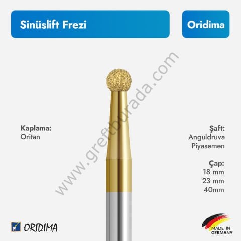 Oridima Sinüs Lift Frezi Oritan Kaplı (Anguldruva/Piyasemen)