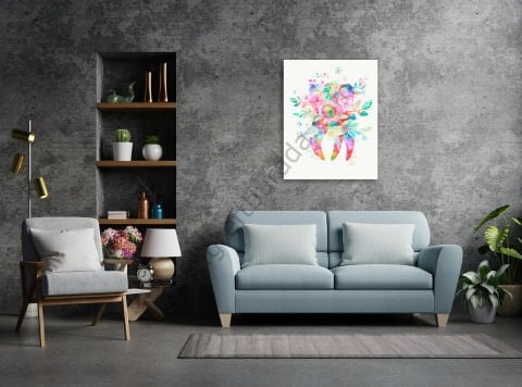 Dental Tablo - WATERCOLOR TOOTH 40X60 CM KANVAS TABLO