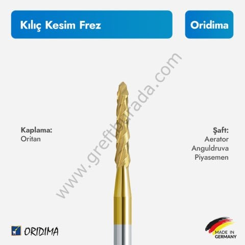 Oridima Oritan Kaplamalı Kılıç Kesim Frezi (Aerator/Anguldruva/Piyasemen)