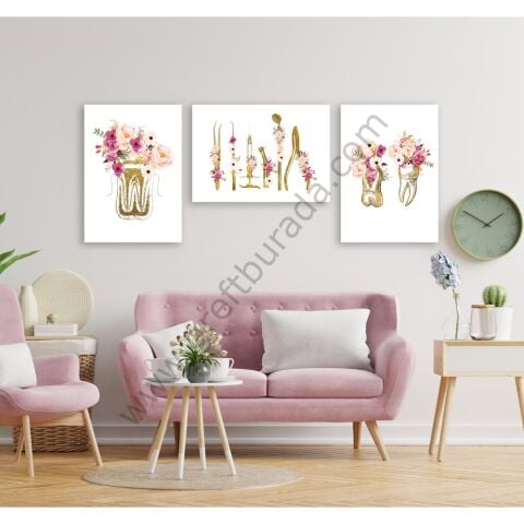Dental -Tablo FLOWERS ÜÇLÜ SET