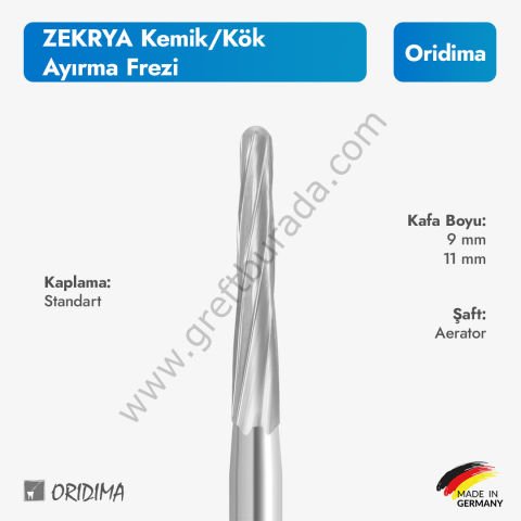 Oridima Zekrya Kemik/Kök Ayırma Frezi (Aerator) Aerator - T-Oritan Kaplı/Sarı - 9