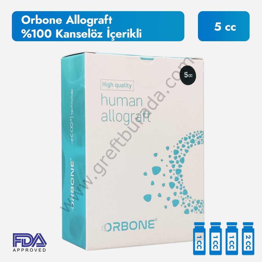 Orbone Allograft 5 cc (1-1-1-2) %100 Kanselöz İçerikli