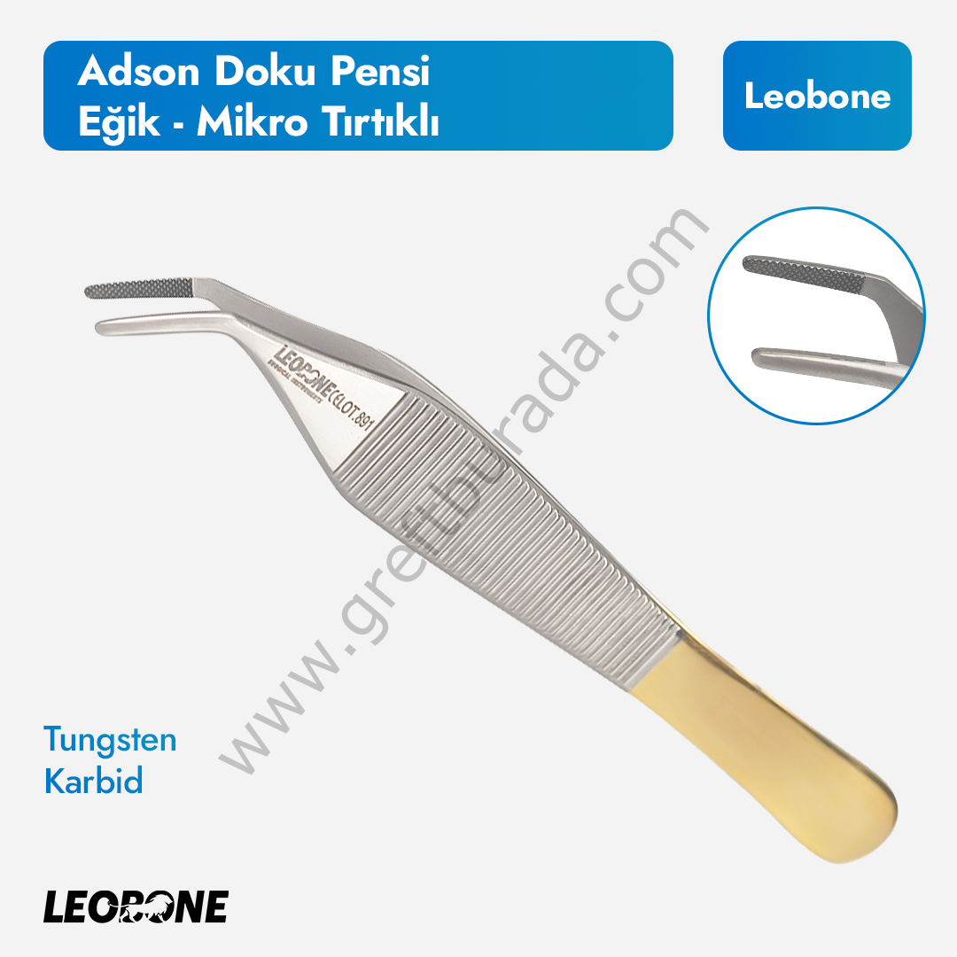 Adson Doku Pensi - Eğik Mikro Tırtıklı Tungsten Karbid