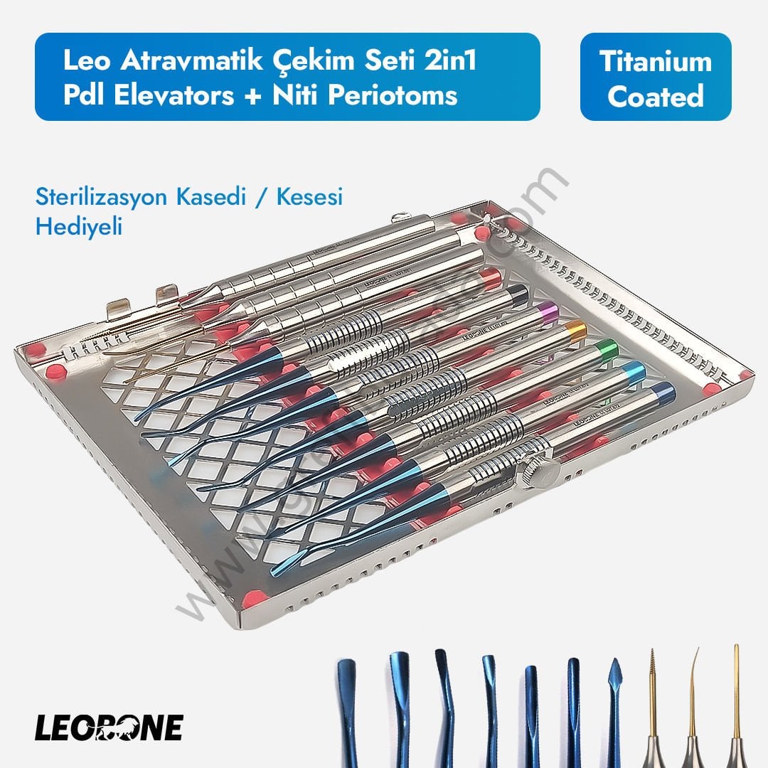 Leobone Atravmatik Çekim Seti 2in1 | Titanyum PDL Elevatör + Periotom