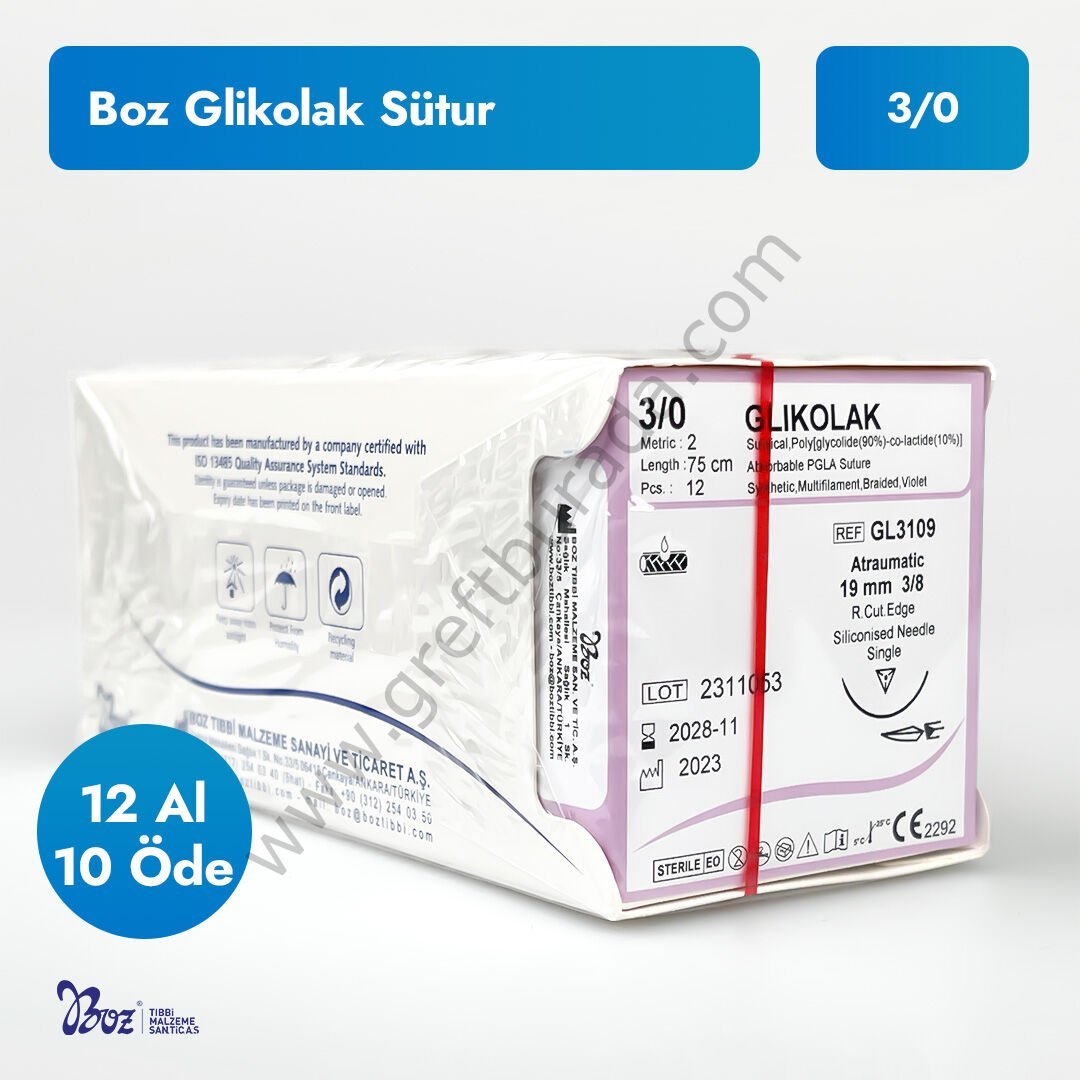 Boz Glikolak Eriyebilen 3.0 Sütur