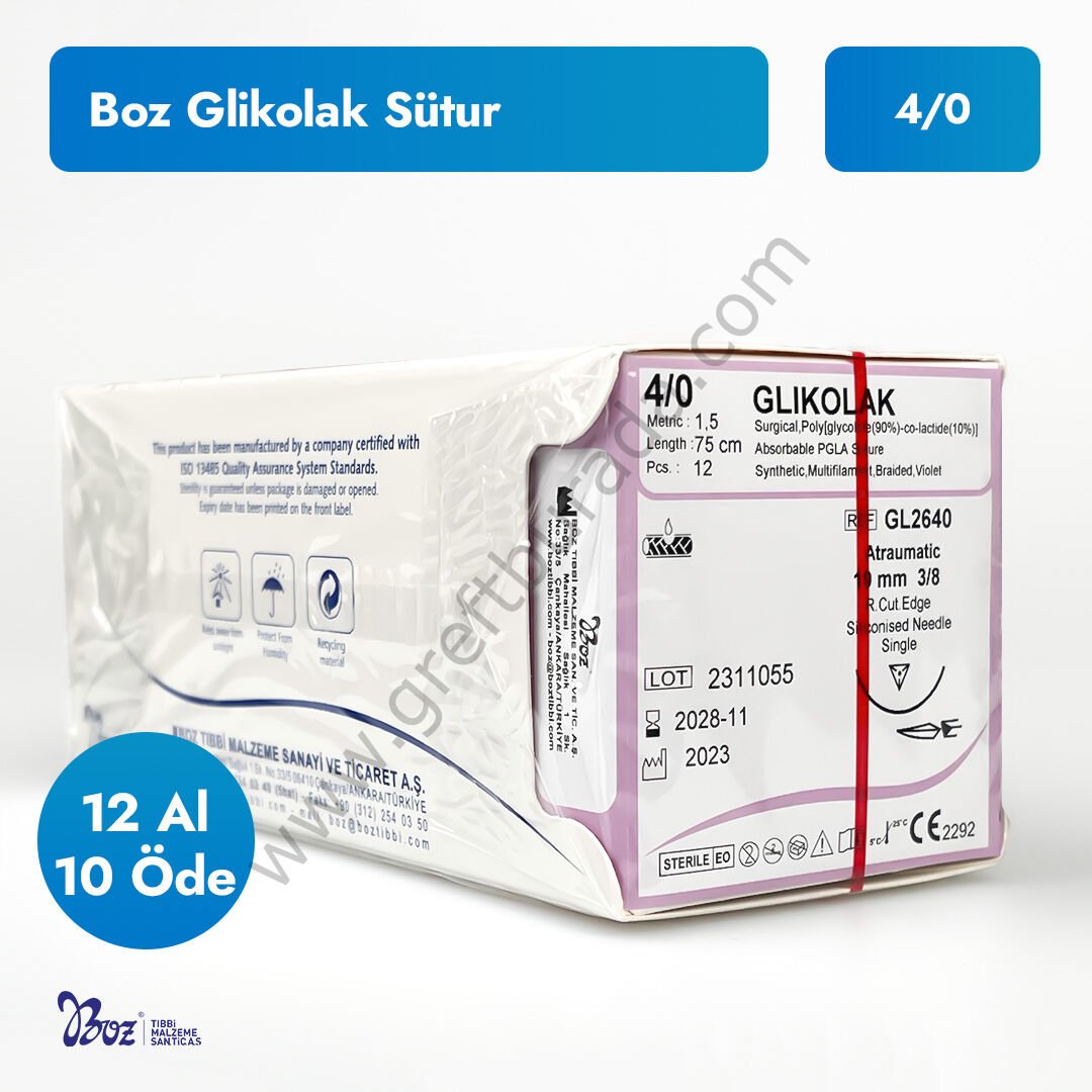 Boz Glikolak Eriyebilen 4.0 Sütur