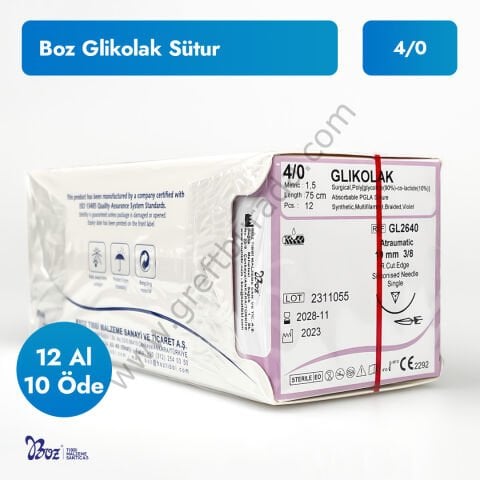 Boz Glikolak Eriyebilen 4.0 Sütur