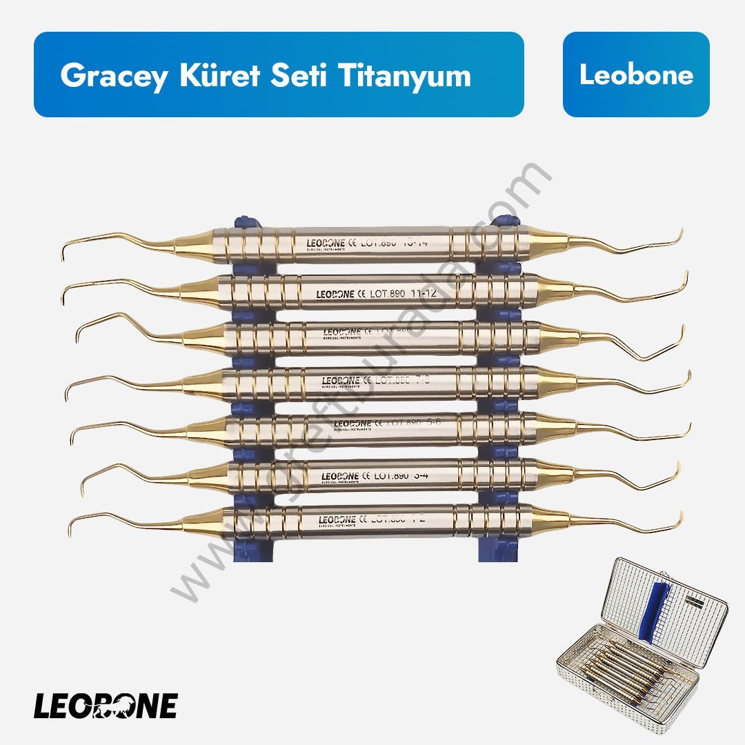 Titanyum İmplant Temizleme Küret Seti/Gracey Küret Seti Titanyum