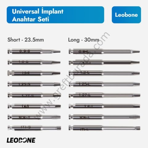 Leobone Universal İmplant Anahtar Seti (Anguldruva Uyumlu Driver Kit)