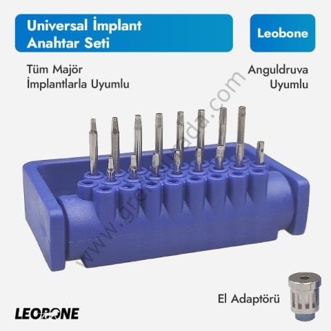 Leobone Universal İmplant Anahtar Seti (Anguldruva Uyumlu Driver Kit)
