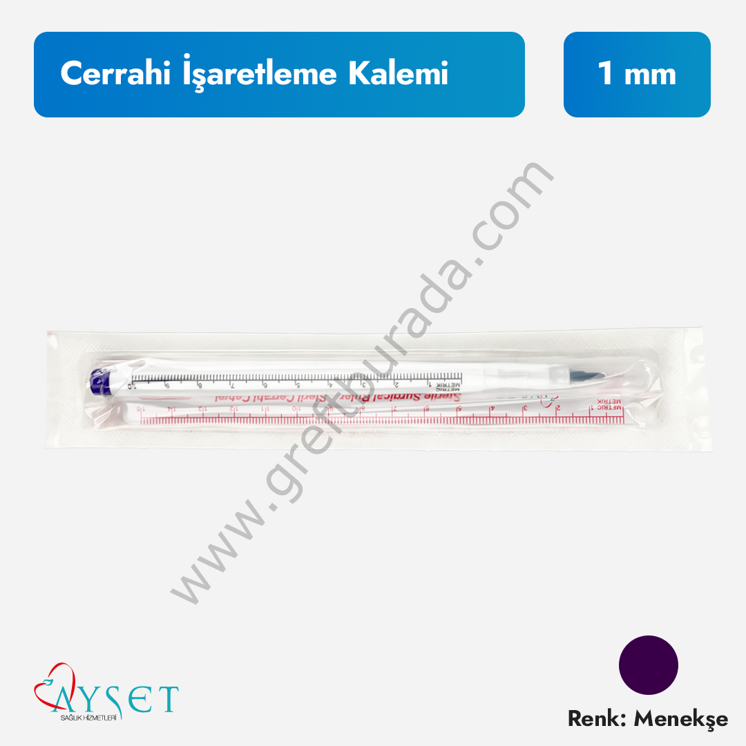 Ayset Cerrahi İşaretleme Kalemi ve Cetvel - 1 Adet