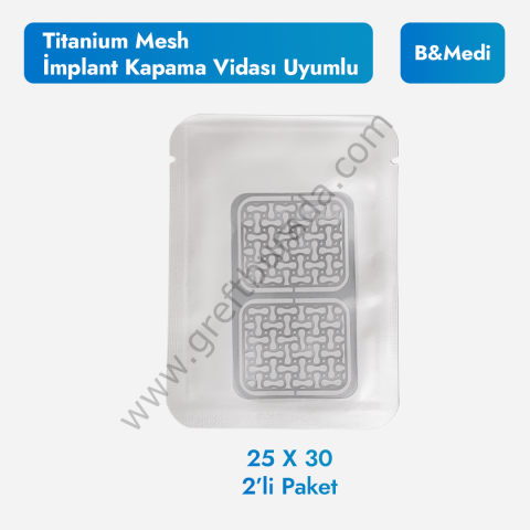 Titanyum Mesh - İmplant Kapama Vidası Uyumlu 12*20 (üçlü)