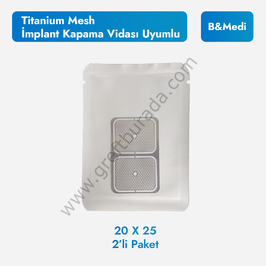 Titanyum Mesh - İmplant Kapama Vidası Uyumlu 20*25 (ikili)
