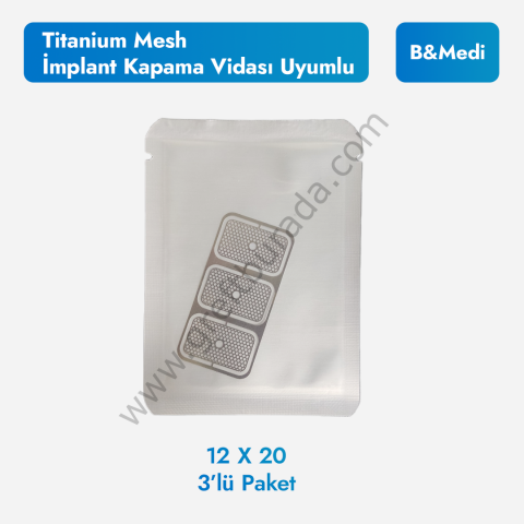 Titanyum Mesh - İmplant Kapama Vidası Uyumlu 12*20 (üçlü)