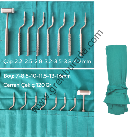 Osteotom Set İçbükey (Kapalı Sinüs Lift Seti 7 li)