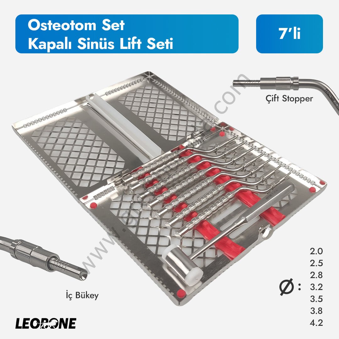Osteotom Set İçbükey (Kapalı Sinüs Lift Seti 7 li) Sterilizasyon