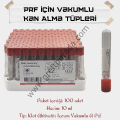 Prf İçin Vakumlu Kan Alma Tüpleri 100 lü Paket
