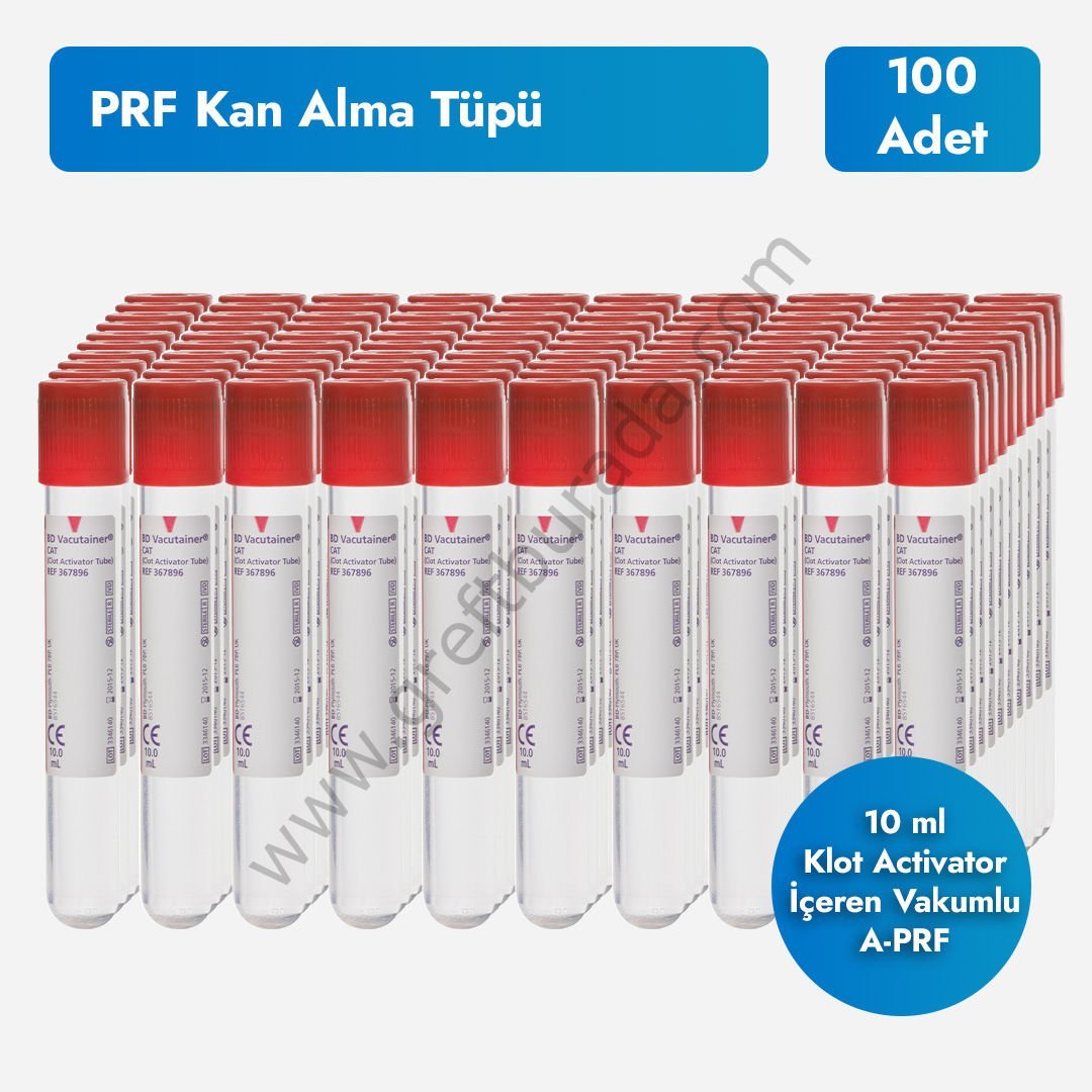 Prf İçin Vakumlu Kan Alma Tüpleri 100 lü Paket