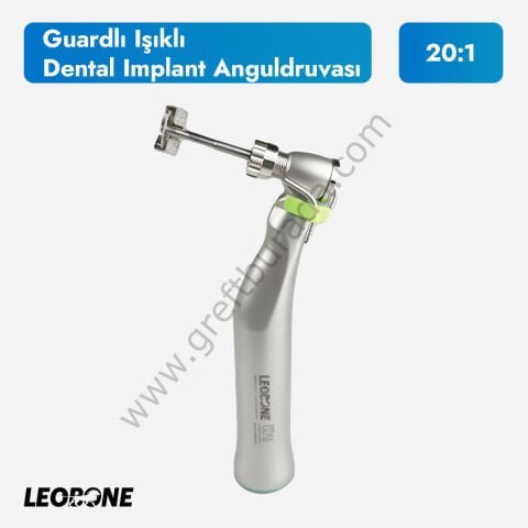 Cerrahi İmplant Anguldurvası 20:1 | Koruyucu Aparatlı | Kendinden Jeneratörlü Işıklı