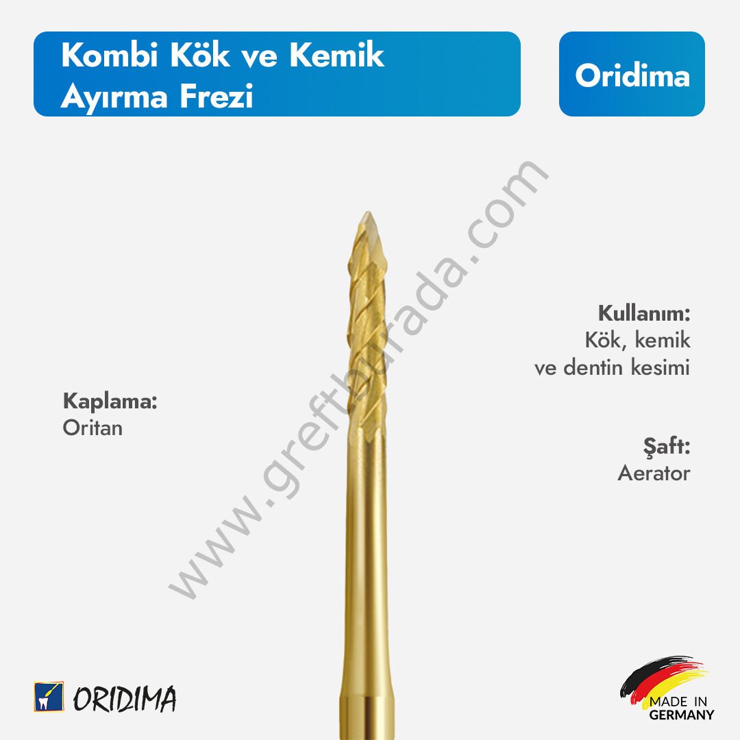 Kombi Kök ve Kemik Ayırma Frezi Oritan kaplı (sarı)